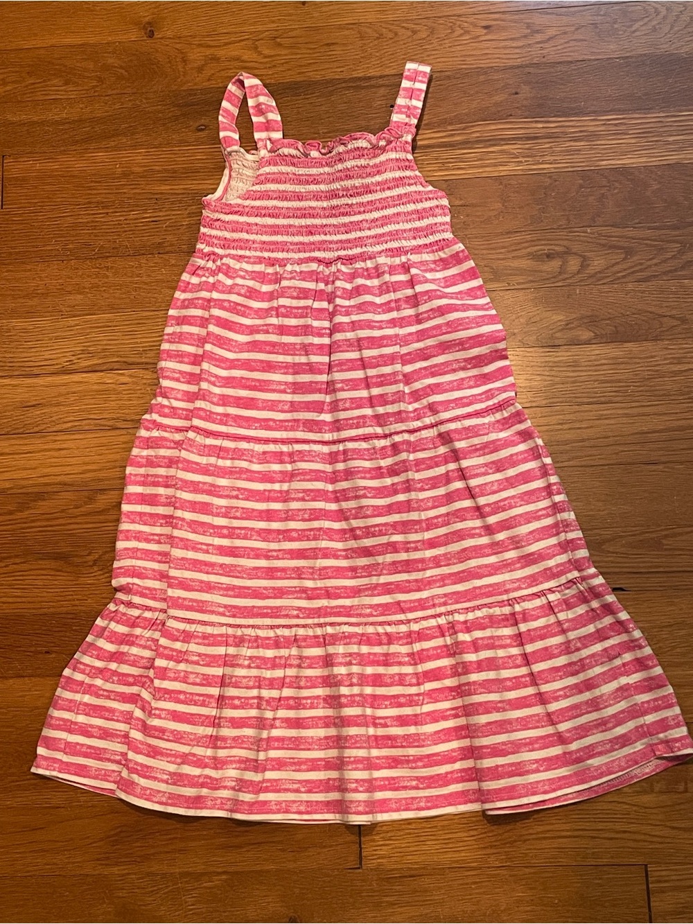 Lands' End Kids Pink Striped Sundress 7/8